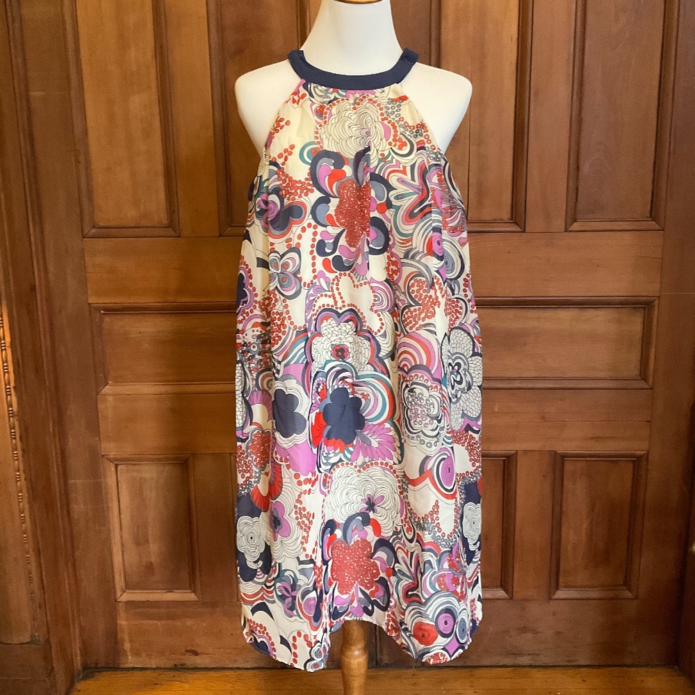 LIBERTY LONDON for Target XS Floral Pattern Vintage Boho Halter Neck Blue Dress